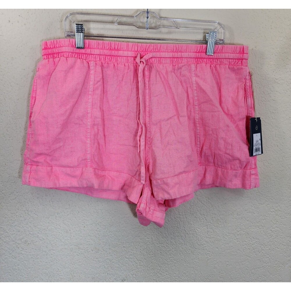 Universal Thread NWT Pink Linen Shorts L High Rise Pull On Elastic Waist Pockets